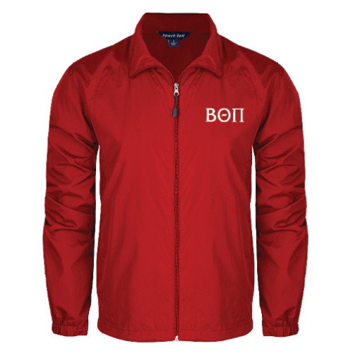 Red Full Zip Wind Jacket-Beta Theta Pi Greek Letters
