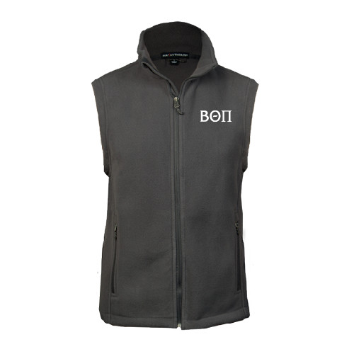 Charcoal Fleece Full Zip Vest-Beta Theta Pi Greek Letters