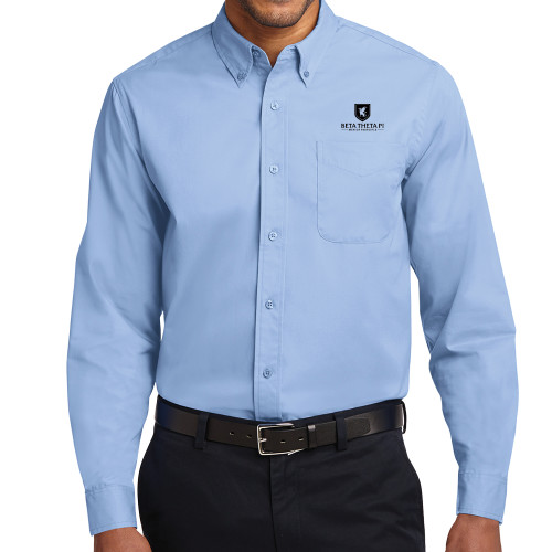Light Blue Twill Button Down Long Sleeve-Official Logo