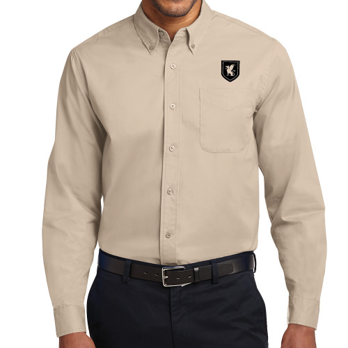 Khaki Twill Button Down Long Sleeve-Official Shield
