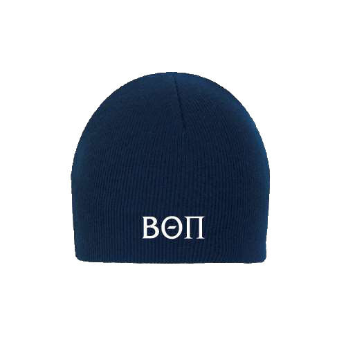 Navy Knit Beanie-Beta Theta Pi Greek Letters