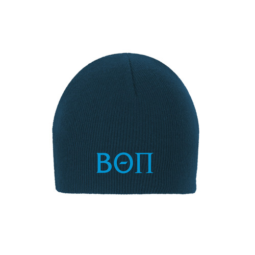 Navy Knit Beanie-Beta Theta Pi Greek Letters