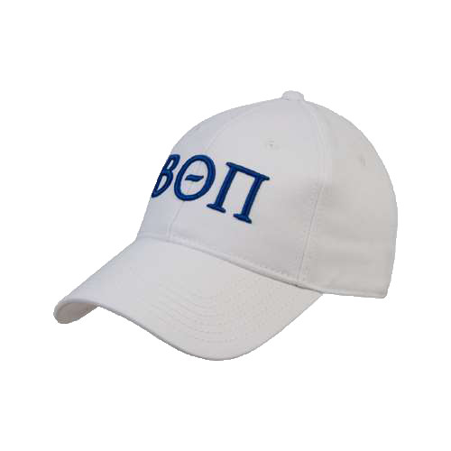 White Structured Adjustable Pro Style Hat-Beta Theta Pi Greek Letters