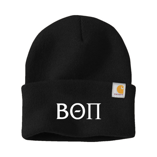 Carhartt Black Knit Beanie w/Cuff-Beta Theta Pi Greek Letters