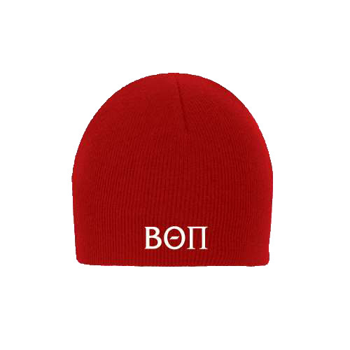 Red Knit Beanie-Beta Theta Pi Greek Letters