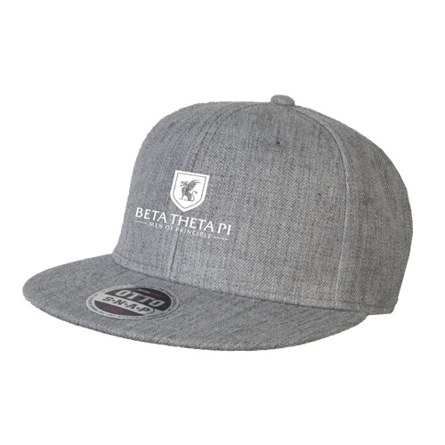 Heather Grey Wool Blend Flat Bill Snapback Hat-Official Logo