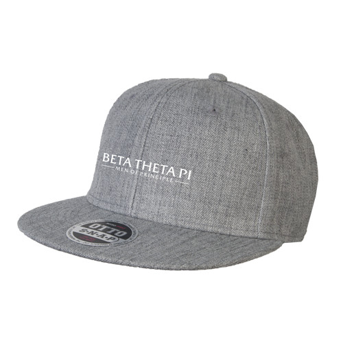 Heather Grey Wool Blend Flat Bill Snapback Hat-Beta Theta Pi