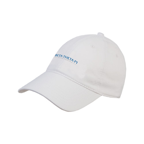 White Unstructured Adjustable Low Profile Hat-Beta Theta Pi