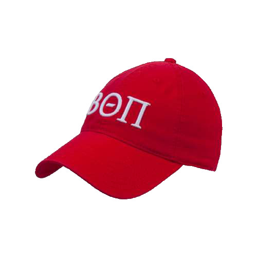 Red Unstructured Adjustable Low Profile Hat-Beta Theta Pi Greek Letters