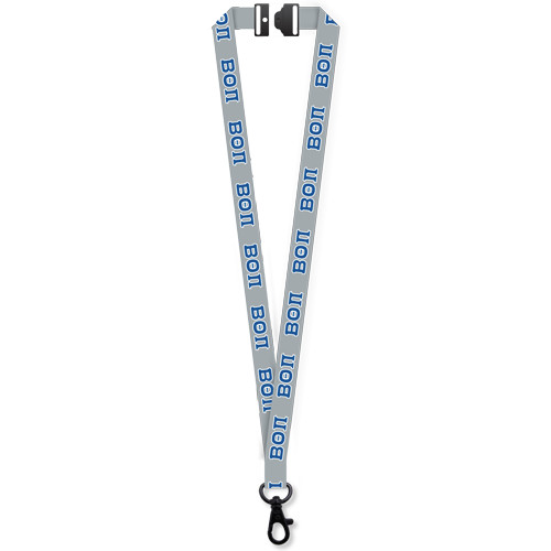  3/4 Inch Smooth Polyester Sublimated Lanyard w/Black Lobster Claw and Breakaway - Greek Letters