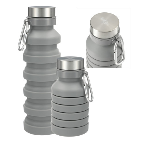  Zigoo Silicone Collapsible Grey Bottle 18oz - Coat of Arms Engraved