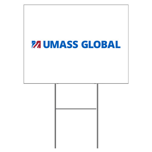  Yard Sign w/Step Stake No Rider Single Sided 18 x 24 - UMass Global Horizontal Logo without Tagline