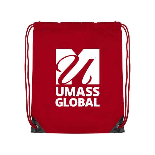  Red Drawstring Backpack - UMass Global Primary Logo Stacked