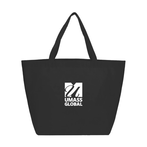  Yaya Non Woven Black Shopper Tote - UMass Global Primary Logo Stacked