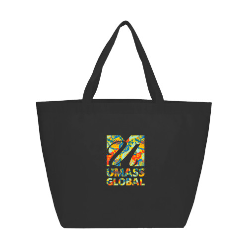  Yaya Non Woven Black Shopper Tote - UMass Global Floral Pattern