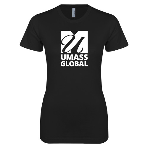  Next Level Womens Black Boyfriend Tee - UMass Global Primary Logo Stacked