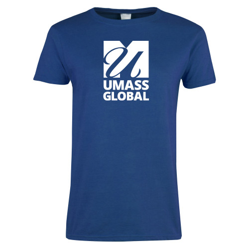  Womens Royal Short Sleeve Tee - UMass Global Primary Logo Stacked