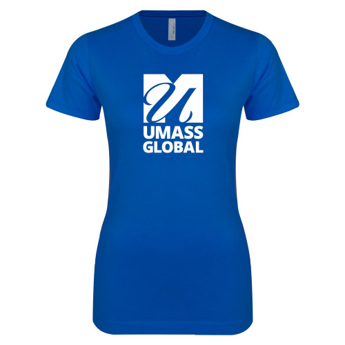 Next Level Womens Royal Boyfriend Tee - UMass Global Primary Logo Stacked