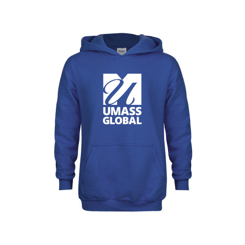  Youth Royal Fleece Hoodie - UMass Global Primary Logo Stacked