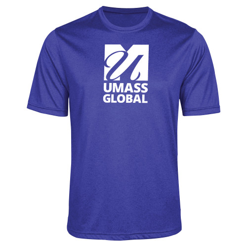  Royal Heather Performance Contender Tee - UMass Global Primary Logo Stacked