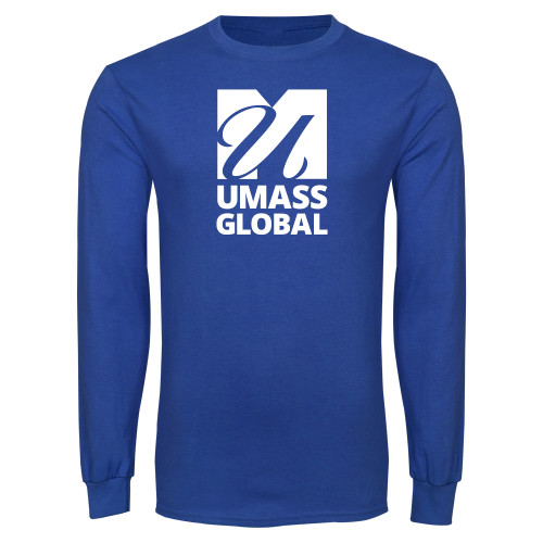  Royal Long Sleeve T Shirt - UMass Global Primary Logo Stacked