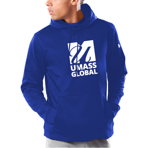  Under Armour Royal Armour Fleece Hoodie - UMass Global Primary Logo Stacked