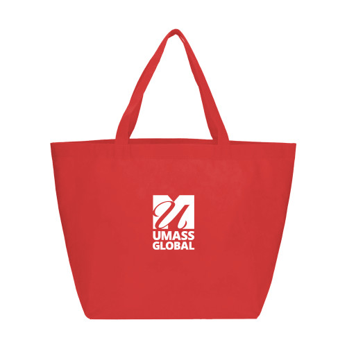  Yaya Non Woven Red Shopper Tote - UMass Global Primary Logo Stacked