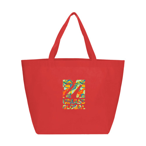  Yaya Non Woven Red Shopper Tote - UMass Global Floral Pattern