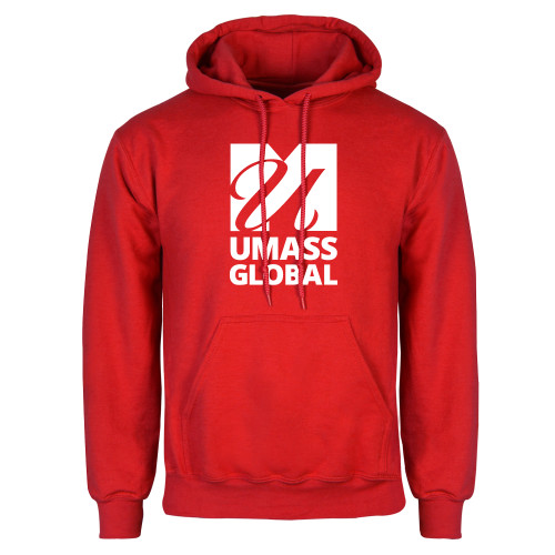  Red Fleece Hoodie - UMass Global Primary Logo Stacked