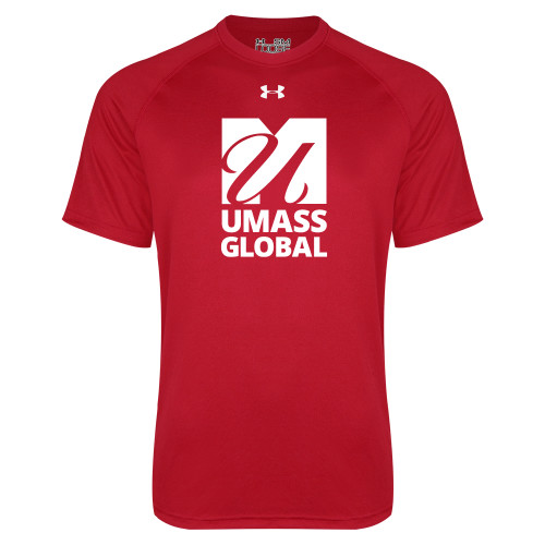  Under Armour Red Tech Tee - UMass Global Primary Logo Stacked
