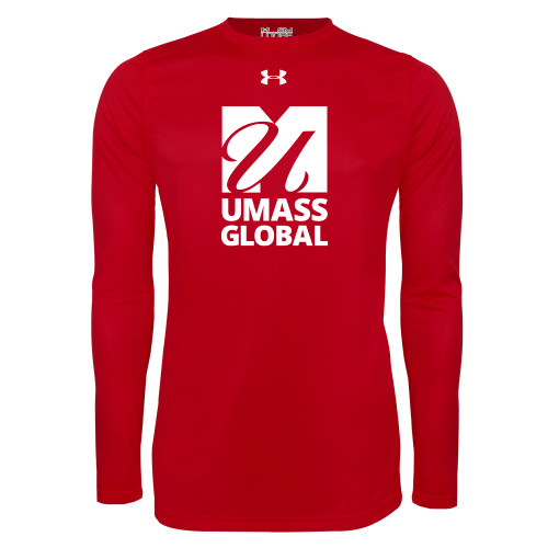  Under Armour Red Long Sleeve Tech Tee - UMass Global Primary Logo Stacked