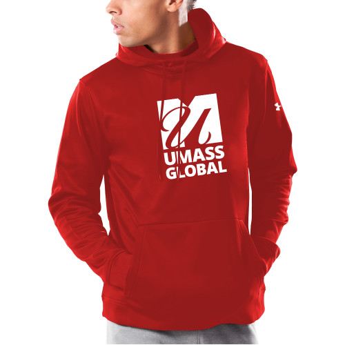  Under Armour Red Armour Fleece Hoodie - UMass Global Primary Logo Stacked