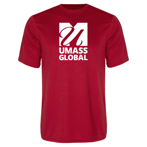  Red Performance Tee - UMass Global Primary Logo Stacked