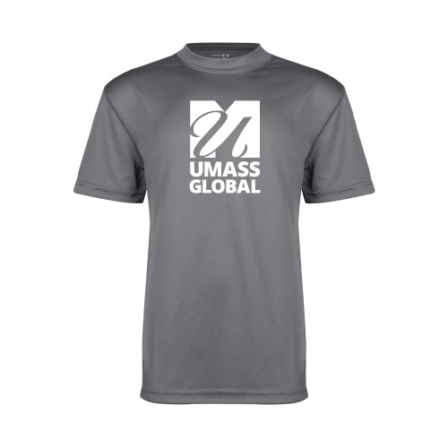  Youth Performance Grey Concrete Tee - UMass Global Primary Logo Stacked