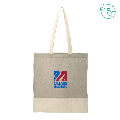  Split Recycled Grey Cotton Twill Convention Tote - UMass Global Primary Logo Stacked