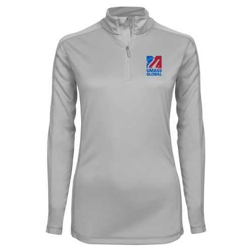  Syntrel Womens Platinum Interlock 1/4 Zip - UMass Global Primary Logo Stacked