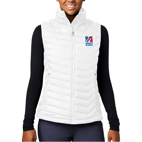  Columbia Womens White Powder Lite Vest - UMass Global Primary Logo Stacked