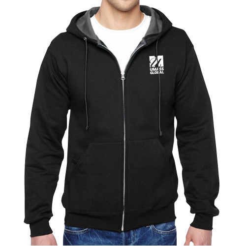  Black Fleece Full Zip Hoodie - UMass Global Primary Logo Stacked