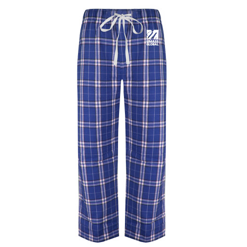  Royal/White Flannel Pajama Pant - UMass Global Primary Logo Stacked