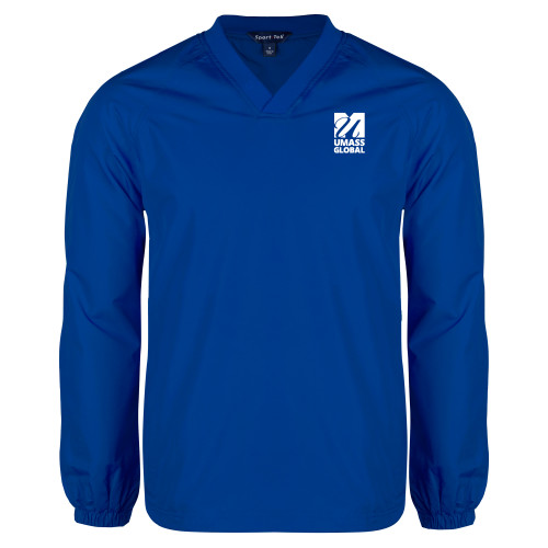  Royal V Neck Raglan Windshirt - UMass Global Primary Logo Stacked