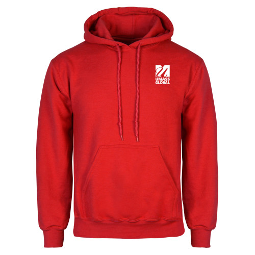  Red Fleece Hoodie - UMass Global Primary Logo Stacked
