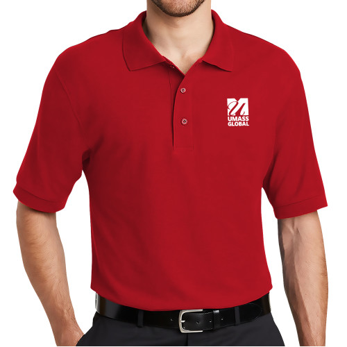  Red Silk Touch Polo - UMass Global Primary Logo Stacked