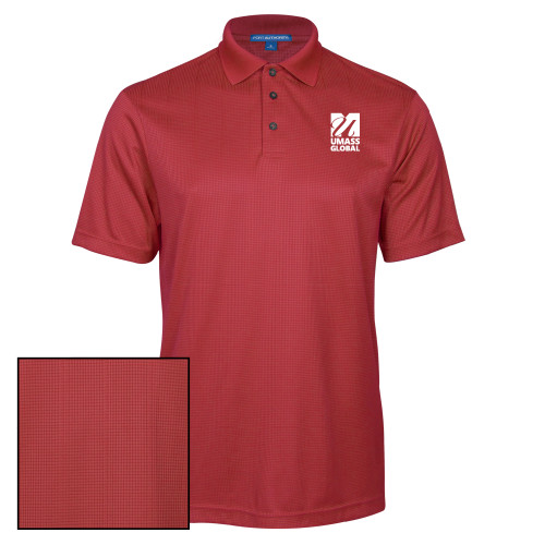  Red Performance Fine Jacquard Polo - UMass Global Primary Logo Stacked