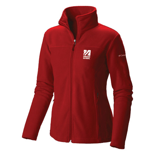  Columbia Womens Red Full Zip Fleece Jacket - UMass Global Primary Logo Stacked