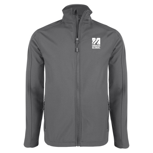  Charcoal Softshell Jacket - UMass Global Primary Logo Stacked