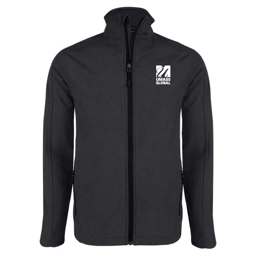  Charcoal Heather Softshell Jacket - UMass Global Primary Logo Stacked