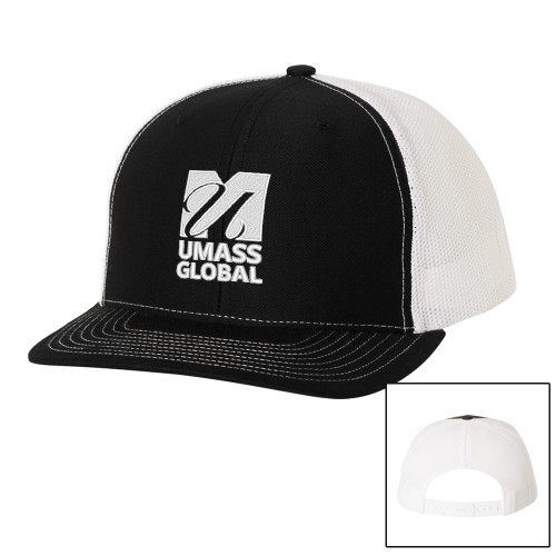  Richardson Black/White Trucker Hat - UMass Global Primary Logo Stacked