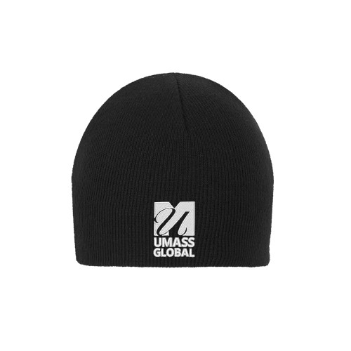  Black Knit Beanie - UMass Global Primary Logo Stacked