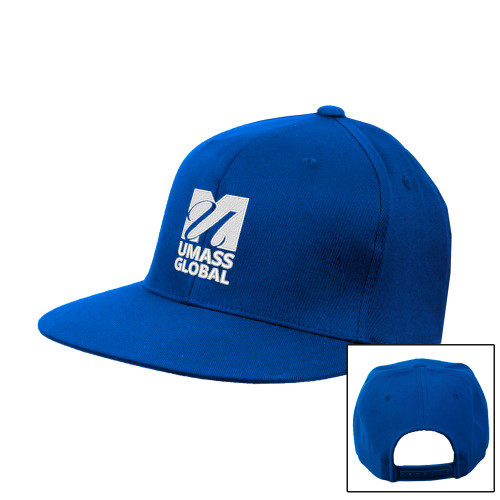  Royal Flat Bill Snapback Hat - UMass Global Primary Logo Stacked