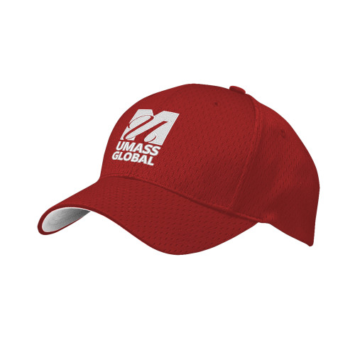  Red Pro Mesh Structured Hat - UMass Global Primary Logo Stacked